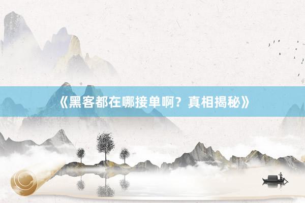 《黑客都在哪接单啊？真相揭秘》
